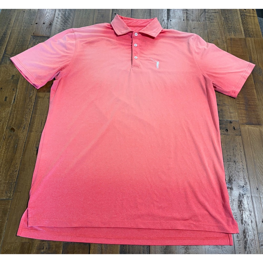No Laying Up NLU Golf Polo Mens XL Washed Coral Red Golfer Silhouette 225821
